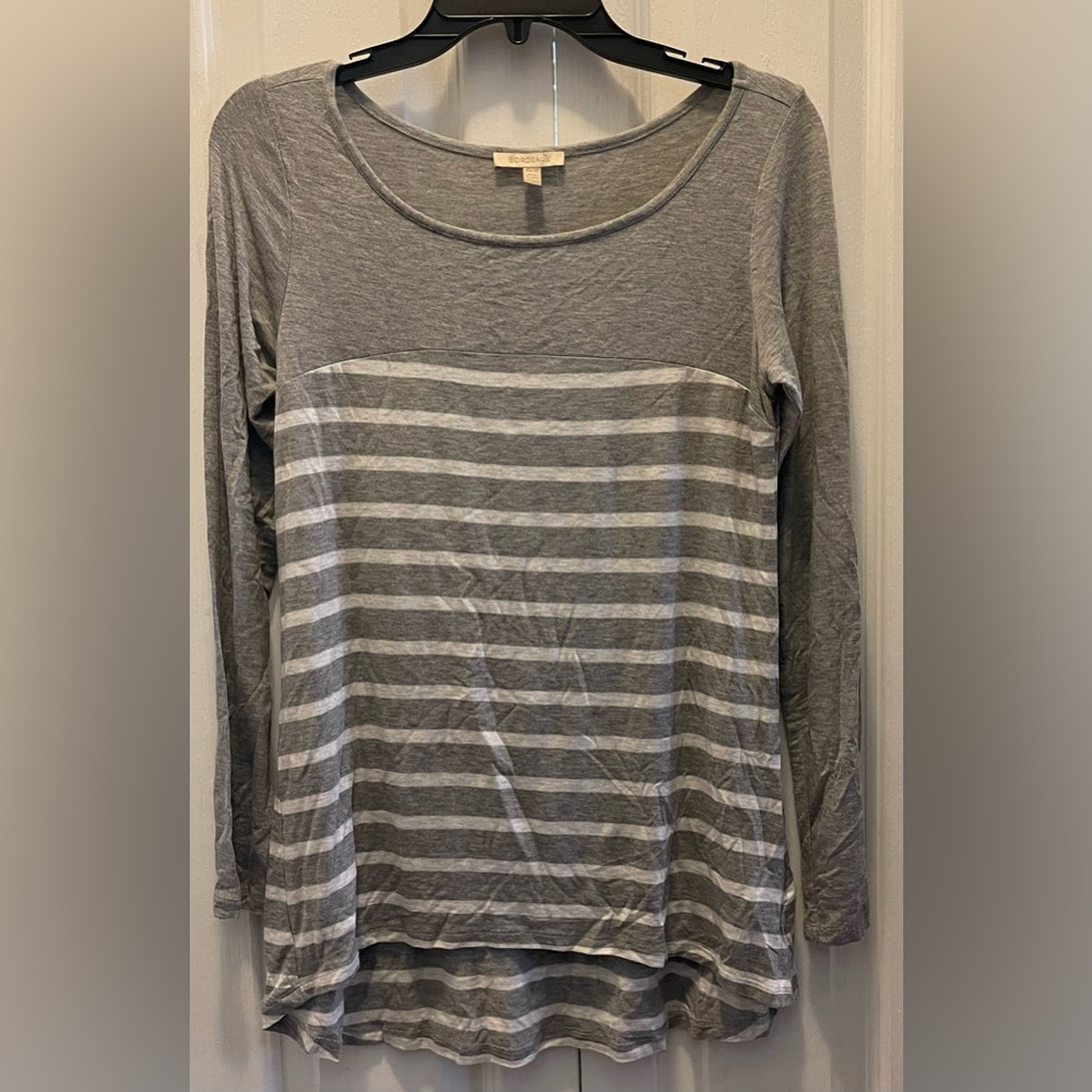 Gray Striped Women's Top Bordeaux Size XS